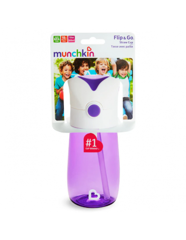 Παγούρι Καλαμάκι Flip & Go Purple 355ml, munchkin